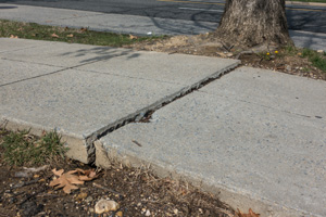 Uneven sidewalk